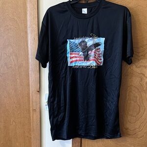 Black Graphic T-Shirt with American Flag Design